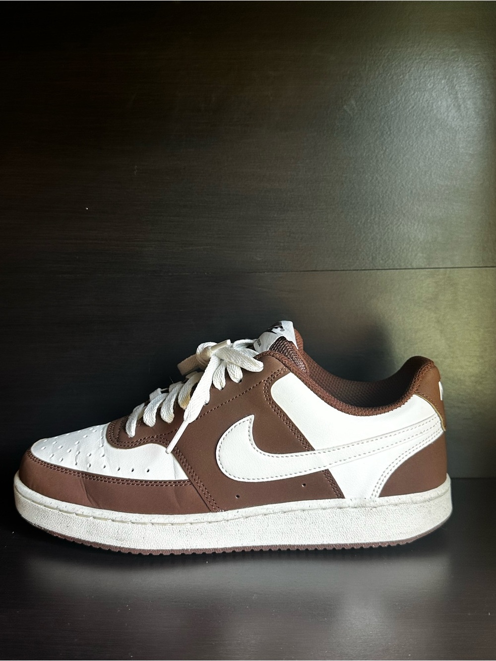 Nike Court Vision Low Shoes Womens Size 8.5 Brown Casual Sneakers